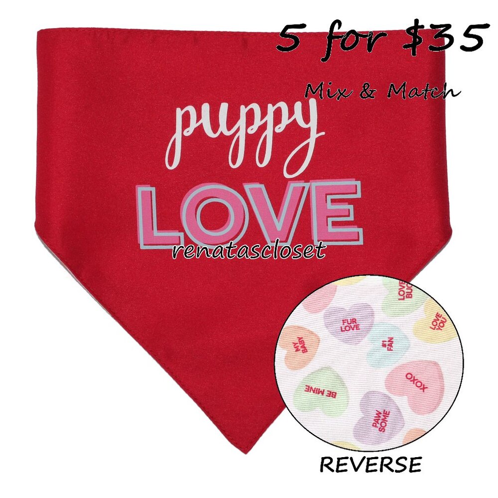 Bond & Co for Petco "Puppy Love" Reversible Valentine Dog Bandana NWT/NIP